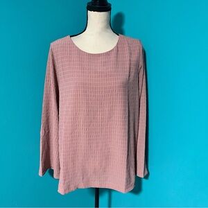 NWT Nine West XL Blushberry Pink Textured Woven Long Sleeve Blouse Top
